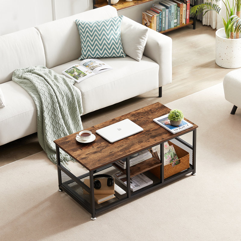 Trent Austin Design® Kempst Industrial Coffee Table with Storage Shelf Cocktail Table Accent ...